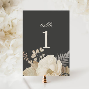 Numeração De Mesa Casamento de Moody Cinza Terrestre Floral Dark Ele