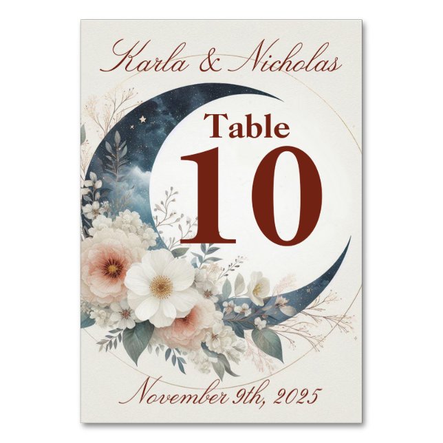 Numeração De Mesa Casamento de Moonflower White e Cinnamon (Frente)