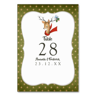 Numeração De Mesa Casamento de Natal com Rena Antiga Vintage