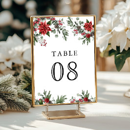 Numeração De Mesa Casamento de Natal Floral Rustic Pine Poinsettia