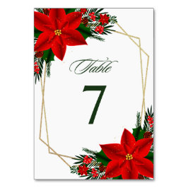 Numeração De Mesa Casamento de Natal Red Poinsettia Pine Greenery