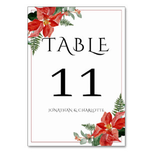 Numeração De Mesa Casamento de Natal Vermelho Poinsettia de Inverno 