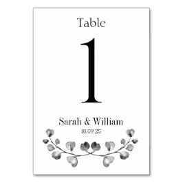 Numeração De Mesa Casamento de Neve Eucalyptus Preto e Branco