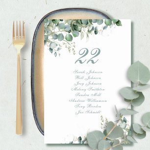 Numeração De Mesa Casamento de Nomes de Script Botânico Elegante Euc
