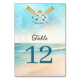 Numeração De Mesa Casamento de Oars de Praia de Watercolor