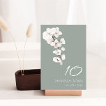 Numeração De Mesa Casamento de Orquídeas Brancas Verdes e Verdes Mod<br><div class="desc">Orquídeas Verdes e Brancas Modernas Flói Números De Mesa De Casamento - Design Botânica Monocromática Elegante. Elevem sua celebração de casamento com nossos números de mesas verdes e brancas modernos, com o alento eterno das orquídeas brancas. A design minimalista captura a elegância dessas flores, criando uma sofisticada obra-prima botânica. Com...</div>