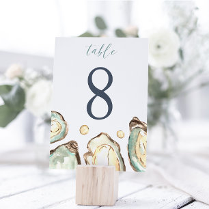 Numeração De Mesa Casamento de Ostras de Aquarela Costeira