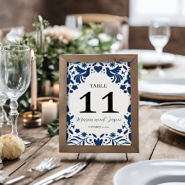 Numeração De Mesa Casamento de Otomi Blue Floral Elegant Fiesta