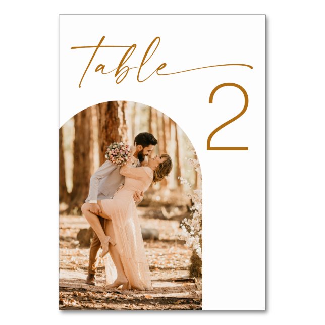 Numeração De Mesa Casamento de Outono | Arco Moderno Foto Dupla Face (Frente)
