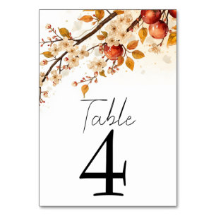 Numeração De Mesa Casamento de Outono com Maçãs e Flores