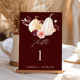 Numeração De Mesa Casamento de outono de Abóbora Burgundy Pumpkin