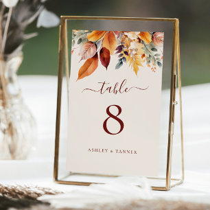 Numeração De Mesa Casamento de outono Elegante