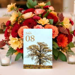 Numeração De Mesa Casamento de Outono em Carvalho Rústico