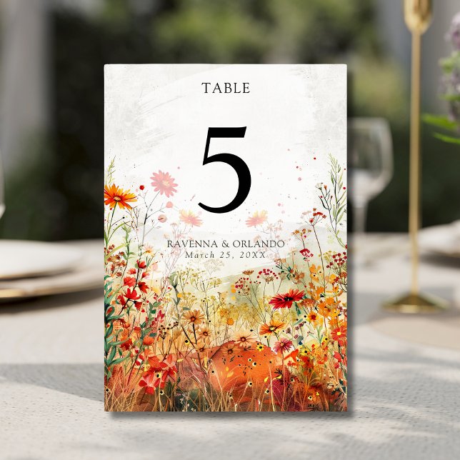 Numeração De Mesa Casamento de Outono em Prado de Flores Silvestres  (Criador carregado)