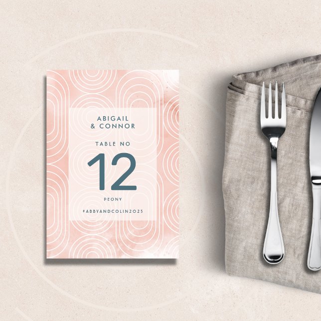 Numeração De Mesa Casamento de Ovais e Círculos Chic Peach (Criador carregado)