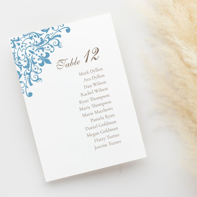 Numeração De Mesa Casamento de padrão Regency French Blue Fleur de L (Criador carregado)