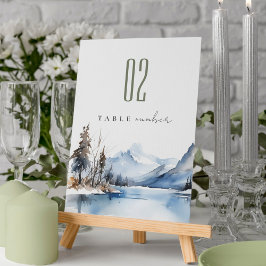 Numeração De Mesa Casamento de Paisagem com Neve no Lago Mountain Wi