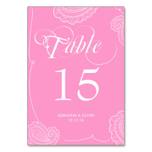 Numeração De Mesa Casamento de Paisley Rosa-Chic Whimsical