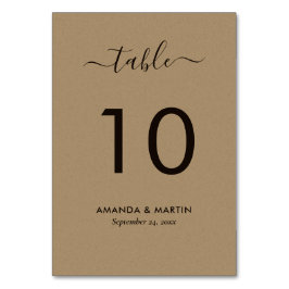 Numeração De Mesa Casamento de Papel do Faux Kraft do Script Moderno