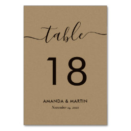 Numeração De Mesa Casamento de Papel Kraft Elegante