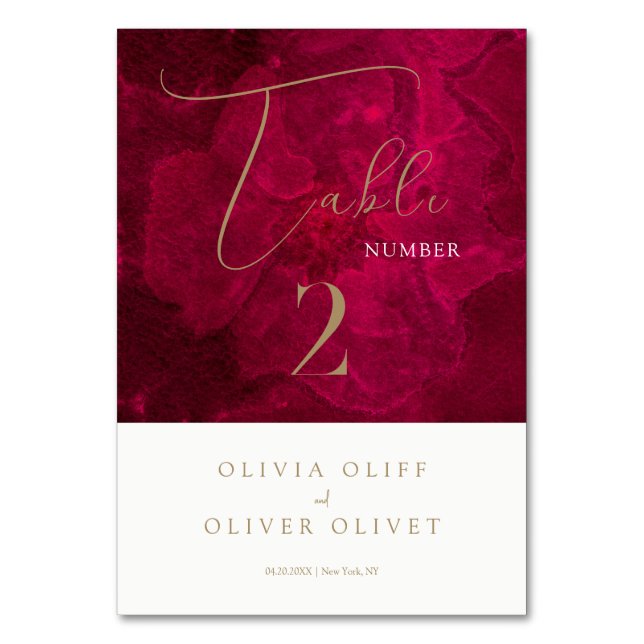 Numeração De Mesa Casamento de Passão Burgundy (Frente)