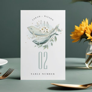 Numeração De Mesa Casamento de Peixes Florais Submarinos Dourados El