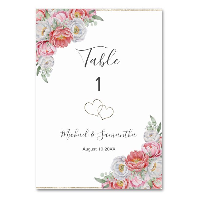 Numeração De Mesa Casamento de Penas Brancas e Rosa (Frente)