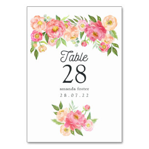 Numeração De Mesa Casamento de Peões de Aquarela