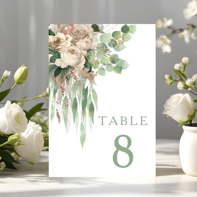 Numeração De Mesa Casamento de Peônias Florais Elegantes (Elegant Floral Peonies Wedding Table Number)