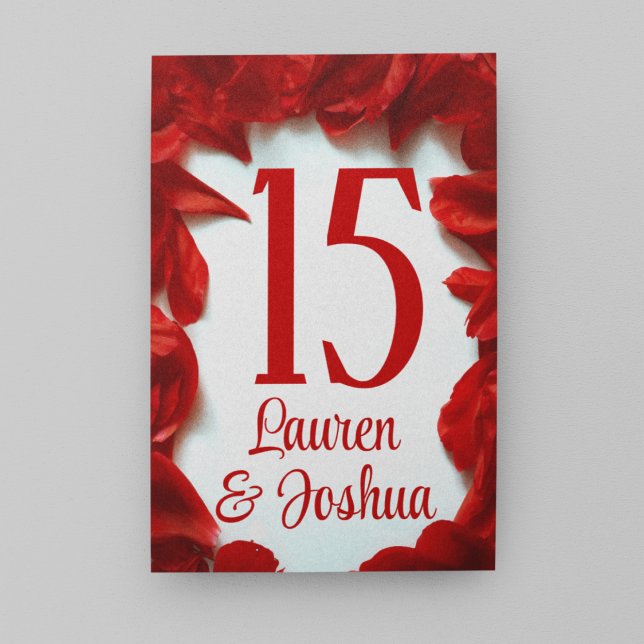 Numeração De Mesa Casamento de Pétalas Vermelhas Glamourosas (Criador carregado)