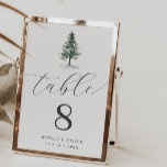 Numeração De Mesa Casamento de Pinheiras Elegante Simples<br><div class="desc">Simples Número da Mesa de Casamento de Pinheiros Elegante com caligrafia.</div>