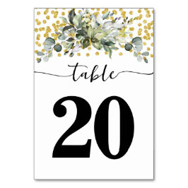 Numeração De Mesa Casamento de Poeira Verde Eucalyptus Watercolor