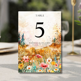 Numeração De Mesa Casamento de Prado de Flores Silvestres Coloridas