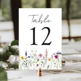 Numeração De Mesa Casamento de Prados de Flores Selvagem Elegante