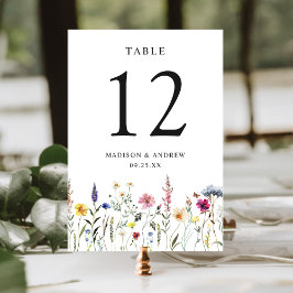 Numeração De Mesa Casamento de Prados de Flores Selvagem Elegante