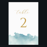 Numeração De Mesa Casamento de Praia com Aquarela minimalista modern<br><div class="desc">Mínimo de lado duplo Casamento de praia branco-aqua e dourado Número da mesa com simples abertura de água</div>