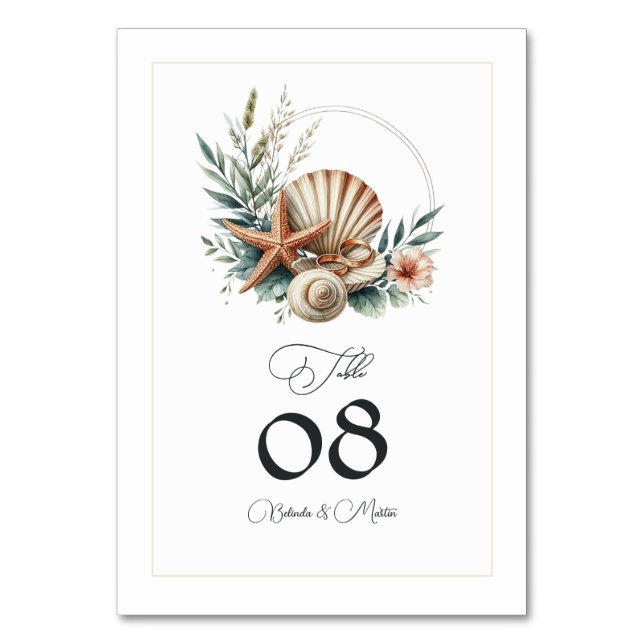 Numeração De Mesa Casamento de Praia com Estilo Costeiro (Frente)