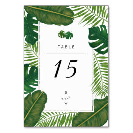 Numeração De Mesa Casamento de Praia de Folhas Tropicais Pintadas