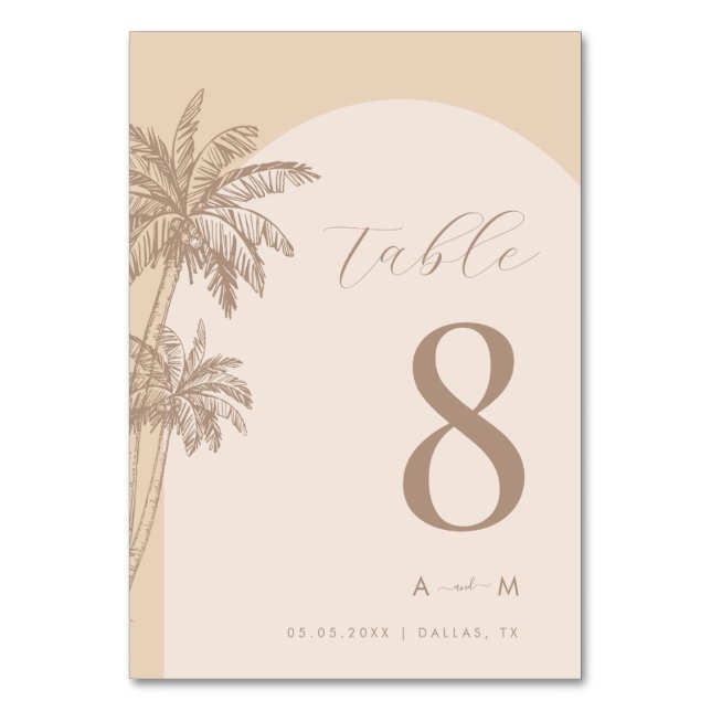 Numeração De Mesa Casamento de Praia do Monograma Clássico da Árvore (Verso)