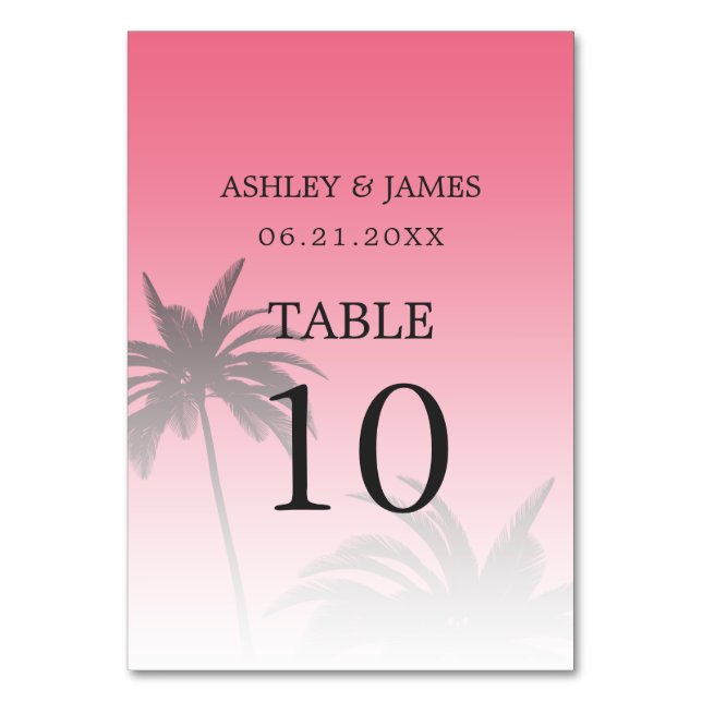 Numeração De Mesa Casamento de Praia Tropical de Palma Rosa (Frente)