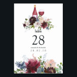 Numeração De Mesa Casamento de Provandos de Borgonha e Vinho Espelho<br><div class="desc">Flores de pénia e eucalipto bebê deixam cartões de provando de vinho com acentos de burgundy,  ameixa,  azul empoeirado e rosa-claro-rosado.</div>