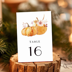 Numeração De Mesa Casamento de Pumpkin Floral Dourado Rústico Queda