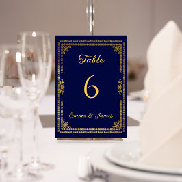 Numeração De Mesa Casamento de Quadro Azul e Dourado do Marinho de l