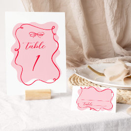 Numeração De Mesa Casamento de quadro vermelho-rosa e vermelho-ondul