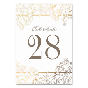 Numeração De Mesa Casamento de Quadros de Flores Brancas e Douradas