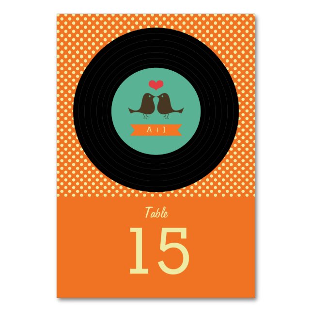 Numeração De Mesa Casamento de Registro de Vinil Retro Moderno (Frente)