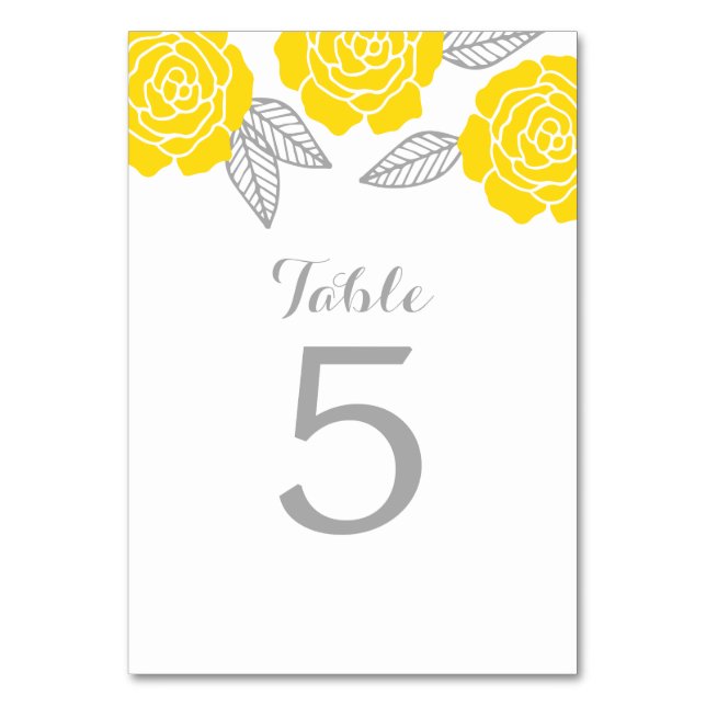 Numeração De Mesa Casamento de Rosa Amarelo e Cinza (Frente)