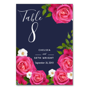 Numeração De Mesa Casamento de Rosa Azul e Rosa Rosa Rosa - Número d