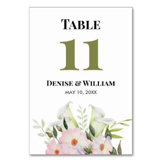 Numeração De Mesa Casamento de Rosa e Lírio Calla Branco Suave