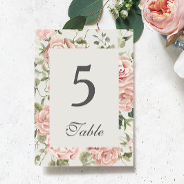 Numeração De Mesa Casamento de Rosa Rosa no Jardim de Aquarela Elega